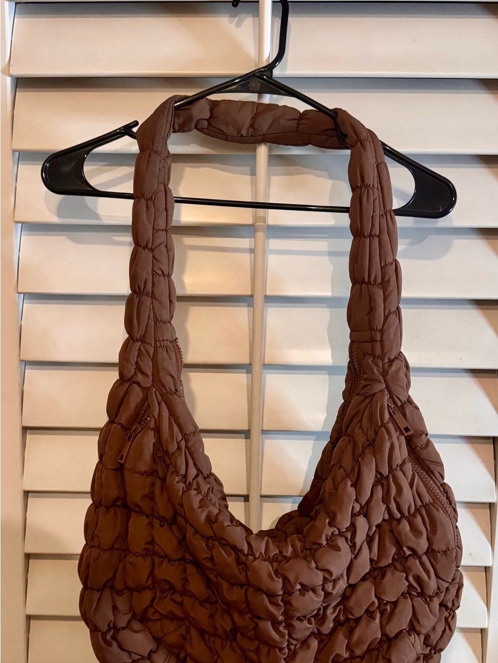 Do everything in love Quilted Hobo Shoulder Bag in Brown